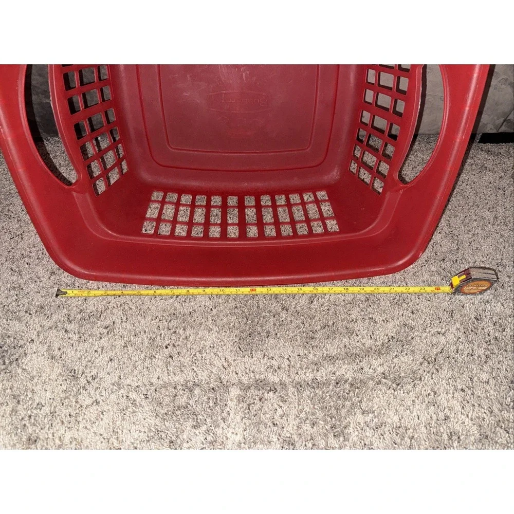 1 Vintage Rubbermaid Red ( Faded) Laundry Basket 2874 Heavy Duty‎ Hamper USA